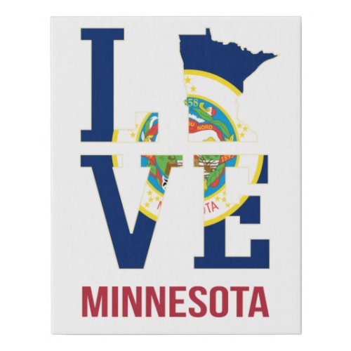 Minnesota State USA Love Faux Canvas Print