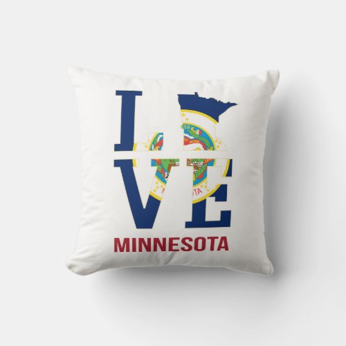 Minnesota State USA Love Throw Pillow