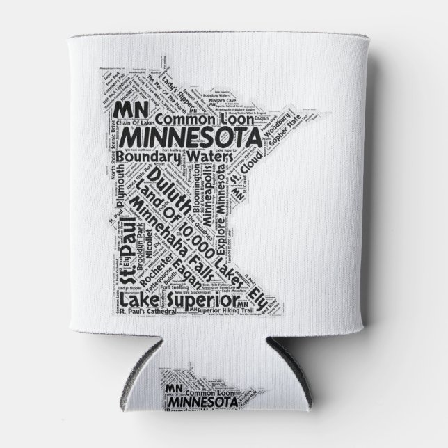 Minnesota State Word Cloud Can Cooler (Front)