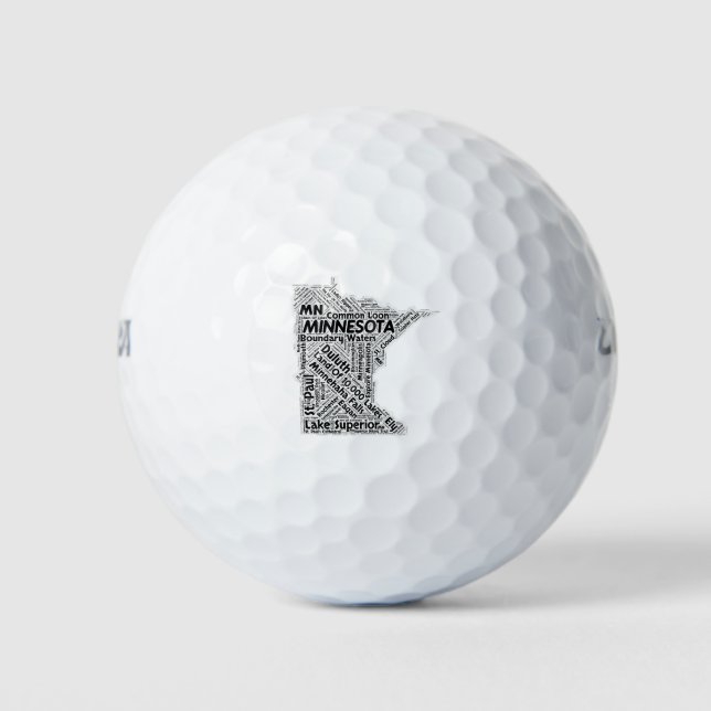 Minnesota State Word Cloud Golf Balls (Front)