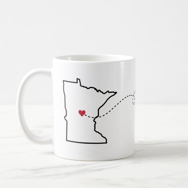 Minnesota to Utah - Heart2Heart Coffee Mug (Left)