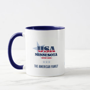 Minnesota USA 1858 Blue Star Personalized Mug