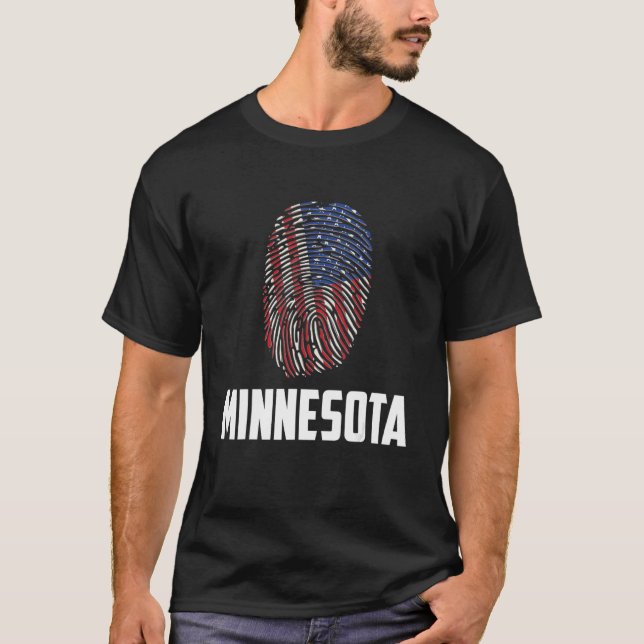 Minnesota USA American Flag 4th of July T-Shirt (Front)