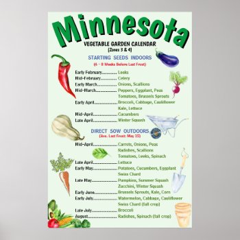 Minnesota Vegetable Garden Calendar Poster by wildfoto at Zazzle