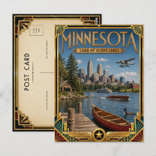 Minnesota Vintage Art Deco Golden Age Postcard