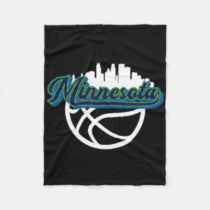 Minnesota Vintage Bysketbyll Script City Skyline F Fleece Blanket