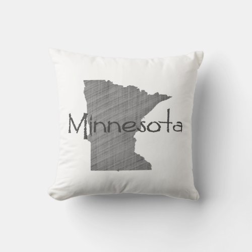 Minnesota Vintage Grey Line Textured Chalkboard Throw Pillow