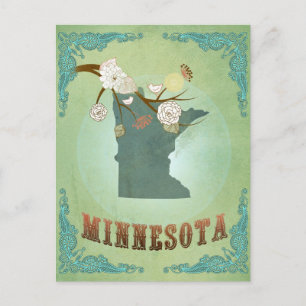 Minnesota Vintage State Map – Green Postcard