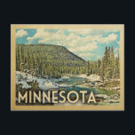 Minnesota Vintage Travel Snowy Winter Nature Postcard<br><div class="desc">Minnesota snowy winter scene featuring a river flowing through the mountains and a blue sky with puffy clouds. A lovely nature outdoors image for campers,  hikers and adventure seekers.</div>