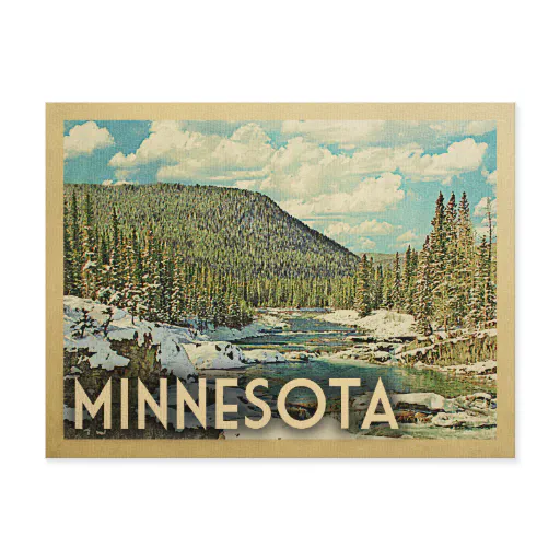 Minnesota Vintage Travel Snowy Winter Nature Postcard
