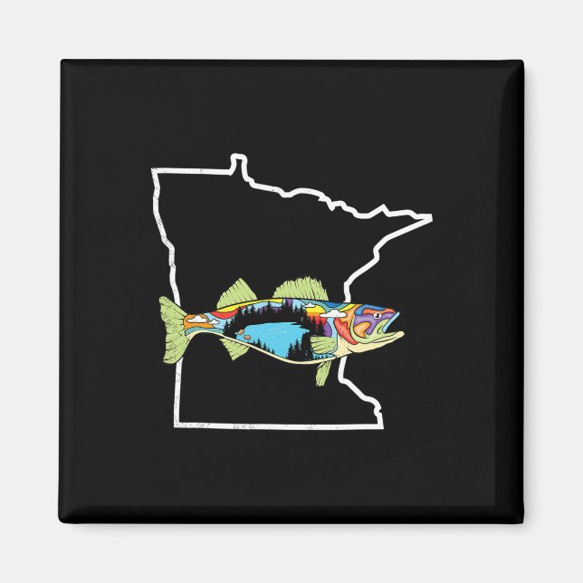 Minnesota Walleye Fishing Freshwater Fisherman Wal Magnet (Front)