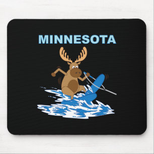 Minnesota Water Skiing Moose Moose Lake Vacation Mouse Pad