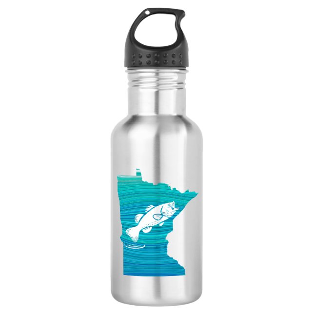 Minnesota Wave Fishing Stainless Steel Water Bottle (Front)