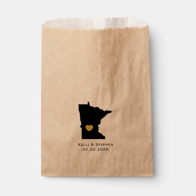 Minnesota Wedding Favor Treat Sacks, Gift Bags (Front)