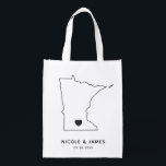 Minnesota Wedding Welcome Bag Map Tote with Heart<br><div class="desc">Wedding welcome gift bag featuring map graphic. Your guests will love checking into their hotel and finding this tote filled with treats awaiting them. You may position the heart to the location of your big day using the "customize further" feature.</div>