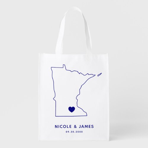 Minnesota Wedding Welcome Bag Navy Tote with Map