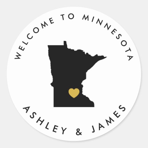 Minnesota Wedding Welcome Sticker Tag Black Gold