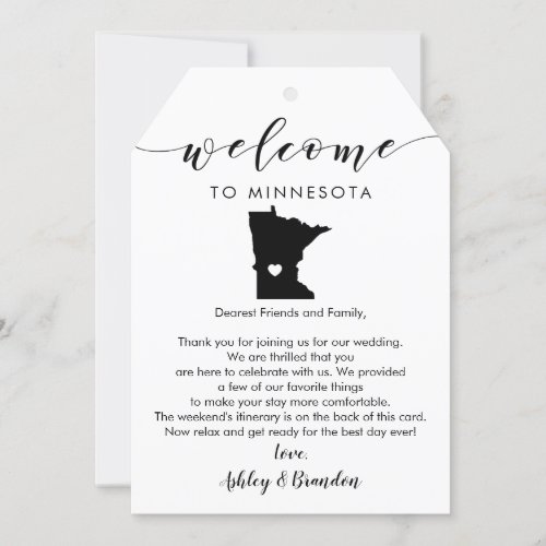 Minnesota Wedding Welcome Tag Letter Itinerary