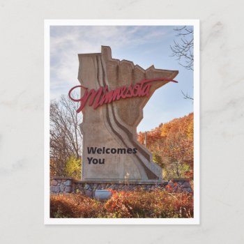 Minnesota Welcome Sign In State Shape Postcard by whereabouts at Zazzle