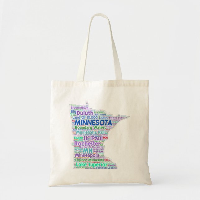 Minnesota Word Cloud Tote Bag (Front)