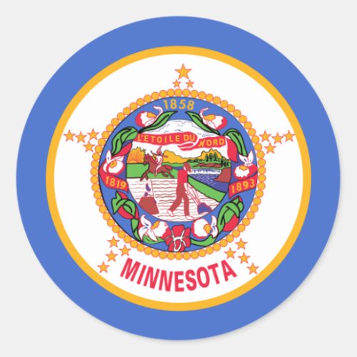 Minnesotan Flag Flag of Minnesota Classic Round Sticker