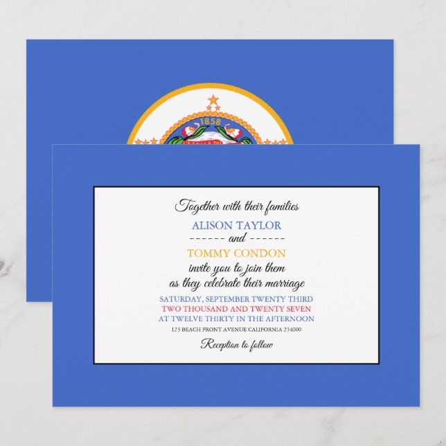 Minnesotan Flag, Flag of Minnesota Wedding Invitation (Front/Back)