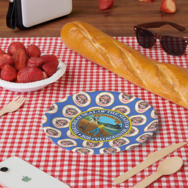 Minnesotan Flag & Seal, Minnesota Paper Plates (Picnic)