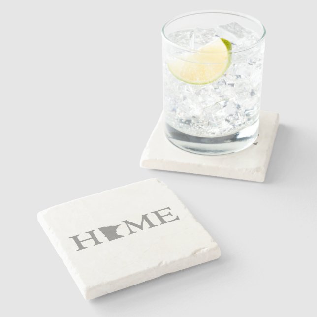 Minnesotan Home Minnesota Shaped Letter Word Art Stone Coaster (Side)
