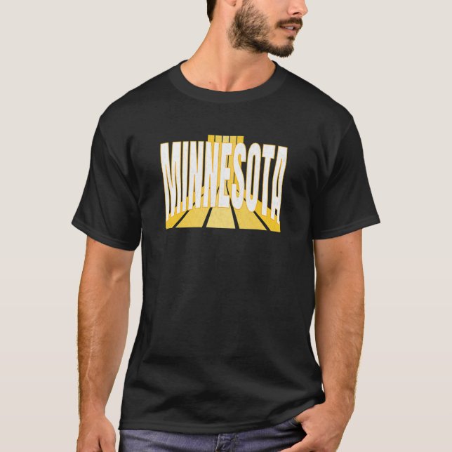 Minnesotan Purple & Yellow Minnesota Retro Striped T-Shirt (Front)