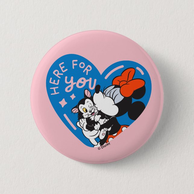 Minnie and Figaro Here For You Button (Front)
