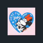 Minnie and Figaro Here For You Canvas Print<br><div class="desc">Sweet, comforting, and full of heart, this touching artwork shows Minnie Mouse sharing a warm hug with Figaro inside a cheerful heart-shaped design. With soft colors, playful details, and an uplifting message, this design celebrates friendship, care, and being there for one another. Perfect for customizable Zazzle products like apparel, mugs,...</div>