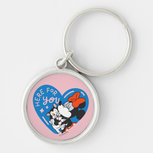 Minnie and Figaro Here For You Keychain (Front)