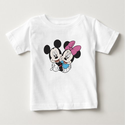 Minnie and Mickey Hugging Baby T_Shirt