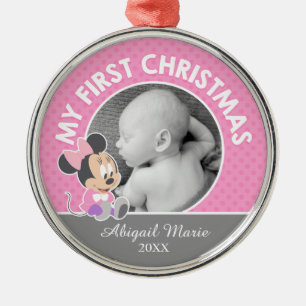 Minnie Baby's First Christmas   Add Your Name Metal Ornament