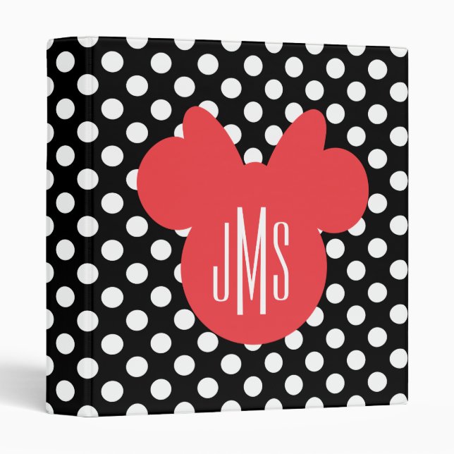 Minnie | Black and White Polka Dot Monogram Binder (Front/Spine)