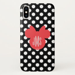 Minnie | Black and White Polka Dot Monogram iPhone X Case
