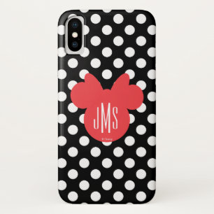 Minnie   Black and White Polka Dot Monogram iPhone X Case