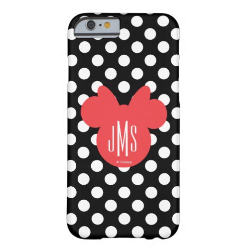 Minnie  Black and White Polka Dot Monogram Barely There iPhone 6 Case