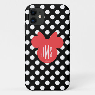 Minnie Black and White Polka Dot Monogram iPhone 11 Case
