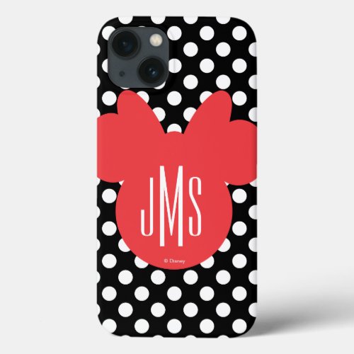 Minnie  Black and White Polka Dot Monogram iPhone 13 Case