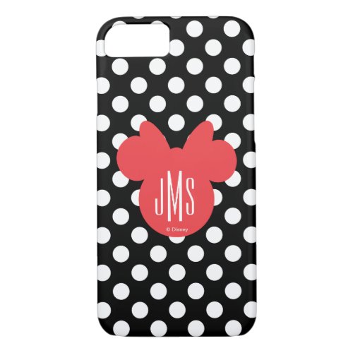 Minnie  Black and White Polka Dot Monogram iPhone 87 Case