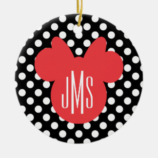 Minnie | Black and White Polka Dot Monogram Ceramic Ornament