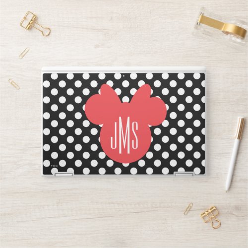 Minnie  Black and White Polka Dot Monogram HP Laptop Skin