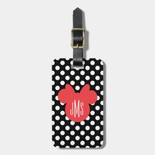 Minnie Black and White Polka Dot Monogram Luggage Tag
