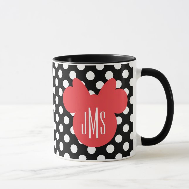 Minnie | Black and White Polka Dot Monogram Mug (Right)