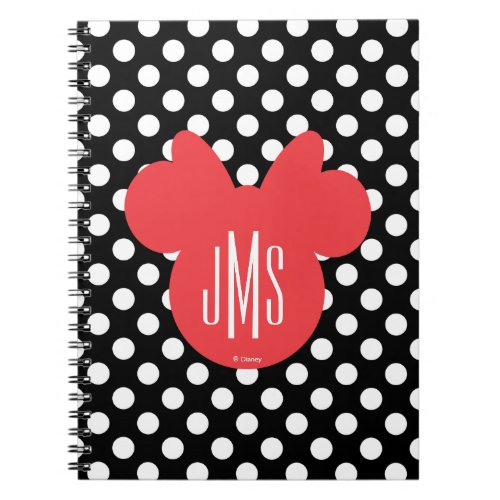 Minnie  Black and White Polka Dot Monogram Notebook