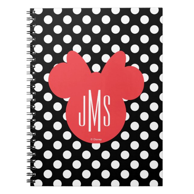 Minnie | Black and White Polka Dot Monogram Notebook (Front)