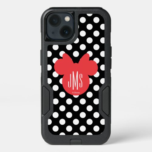 Minnie  Black and White Polka Dot Monogram iPhone 13 Case