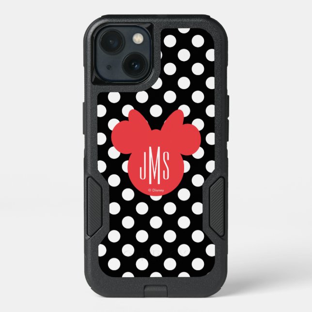 Minnie | Black and White Polka Dot Monogram Otterbox iPhone Case (Back)