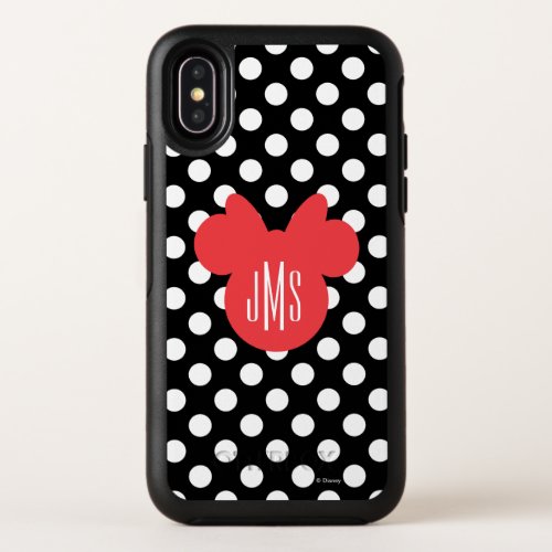 Minnie  Black and White Polka Dot Monogram OtterBox Symmetry iPhone X Case